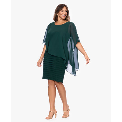 Betsy & Adam Plus Size Chiffon Capelet Sheath Dress