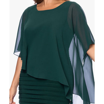 Betsy & Adam Plus Size Chiffon Capelet Sheath Dress
