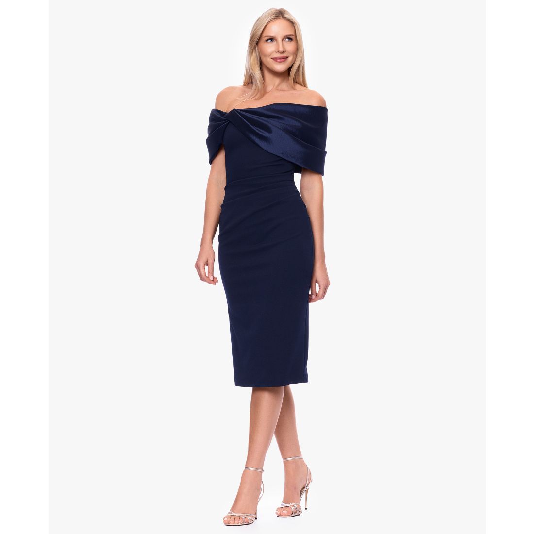 Betsy & Adam Women's Off-The-Shoulder Midi Dress