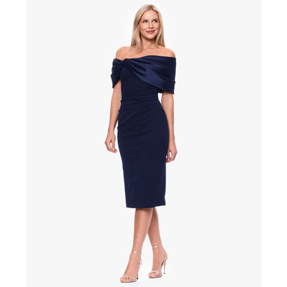 Betsy & Adam Women's Off-The-Shoulder Midi Dress