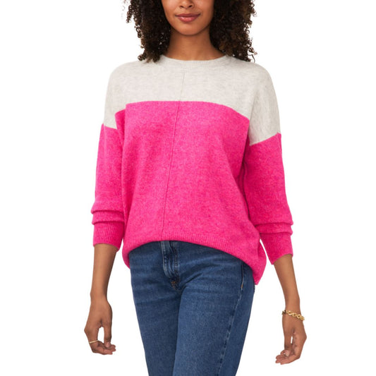 Vince Camuto Women's Cozy Extended Shoulder Color Blocked Sweater