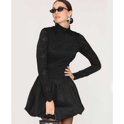 Avec Les Filles Women's Mock Neck Mini Dress