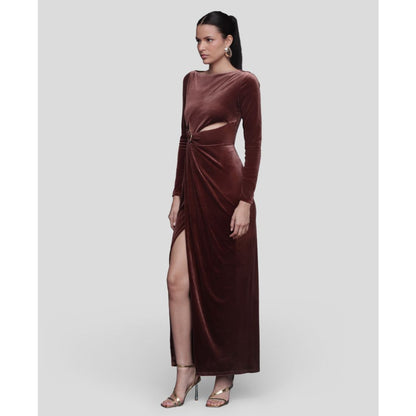 Avec Les Filles Women's Asymmetric Drape Long Sleeves Maxi Dress