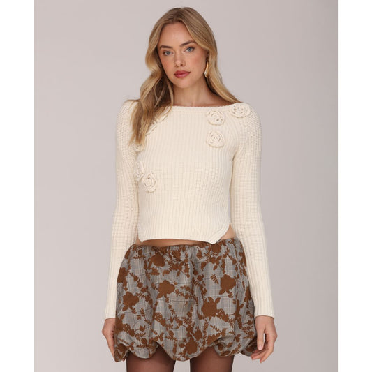 Avec Les Filles Women's Boat Neck Ribbed Sweater