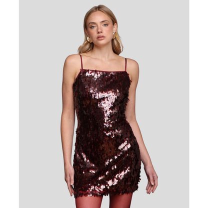 Avec Les Filles Women's Square Neck Open Back Mini Dress