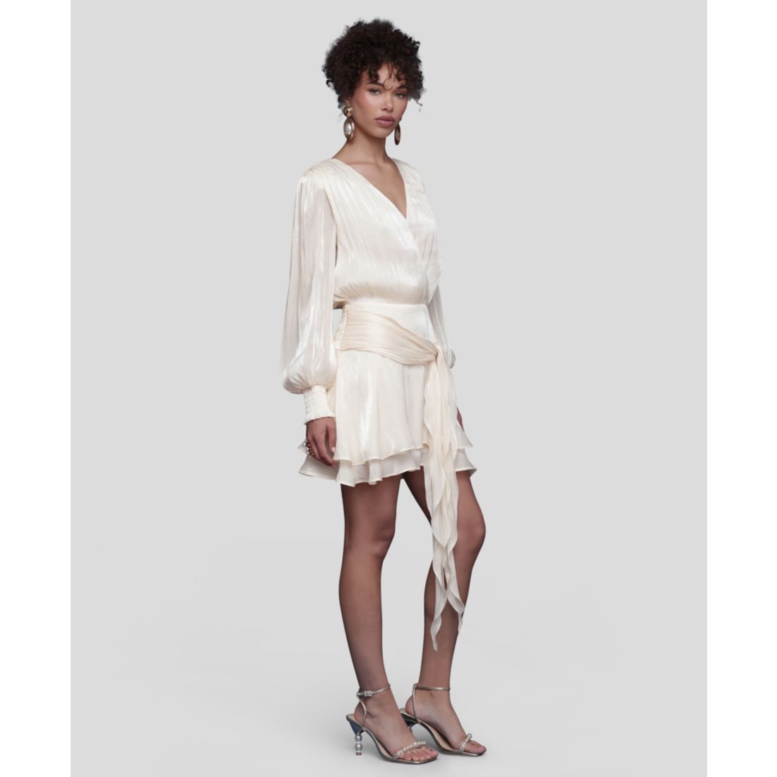 Avec Les Filles Women's Billowy Bodice Long Sleeves Mini Dress