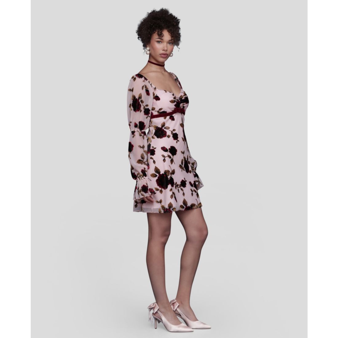 Avec Les Filles Women's Victorian Sleeve Mini Dress