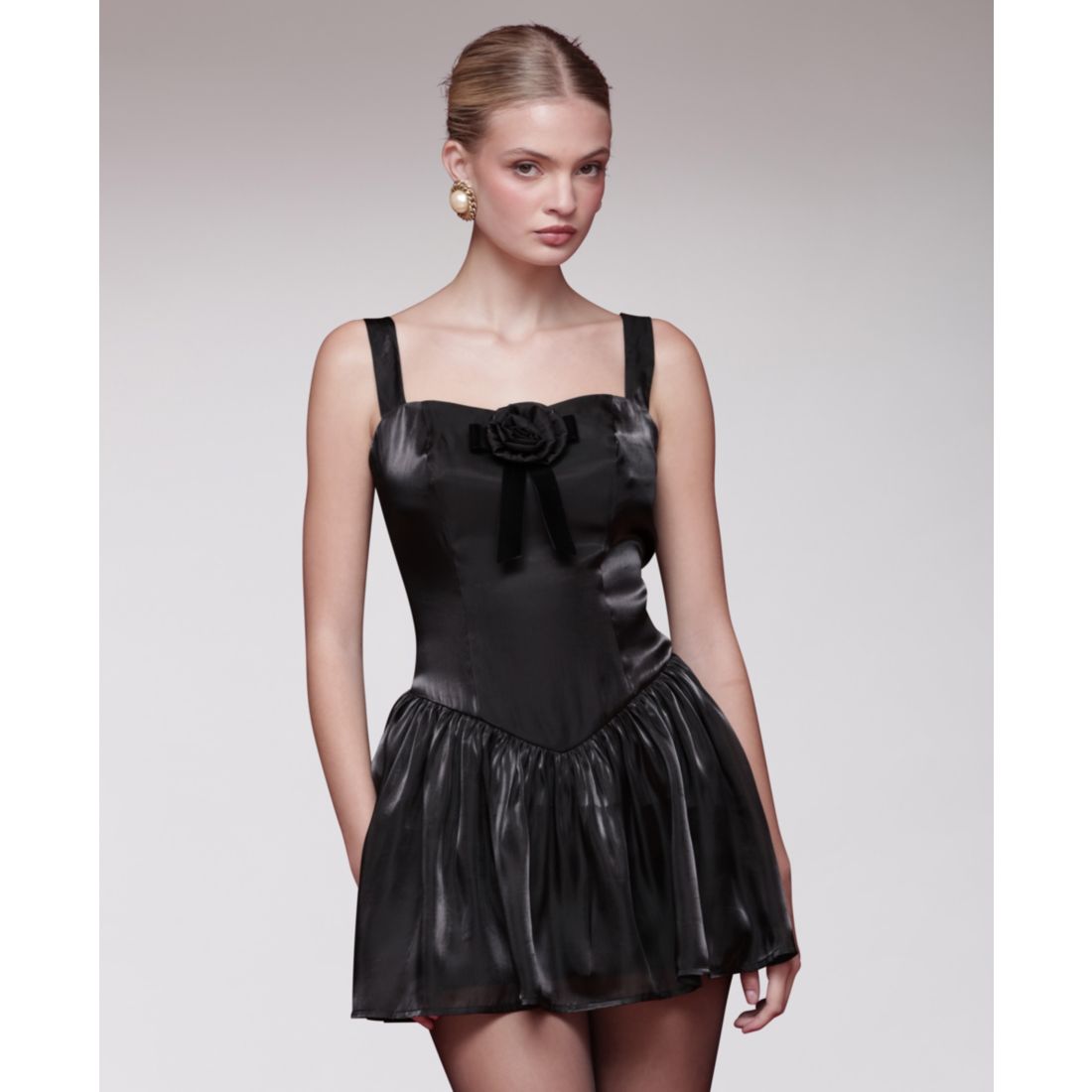 Avec Les Filles Women's Drop Waist Sleeveless Mini Dress