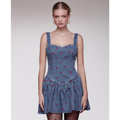 Avec Les Filles Women's Heart Detailed Sleeveless Mini Dress