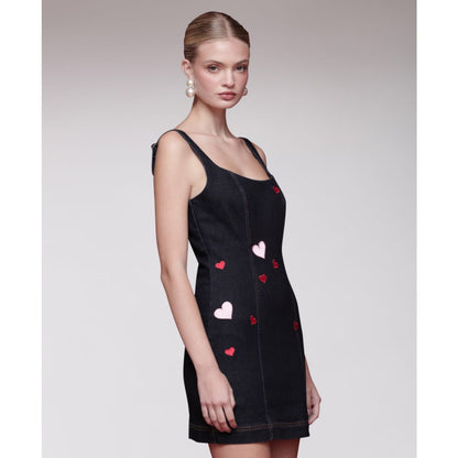 Avec Les Filles Women's Heart Patch Applique Mini Dress