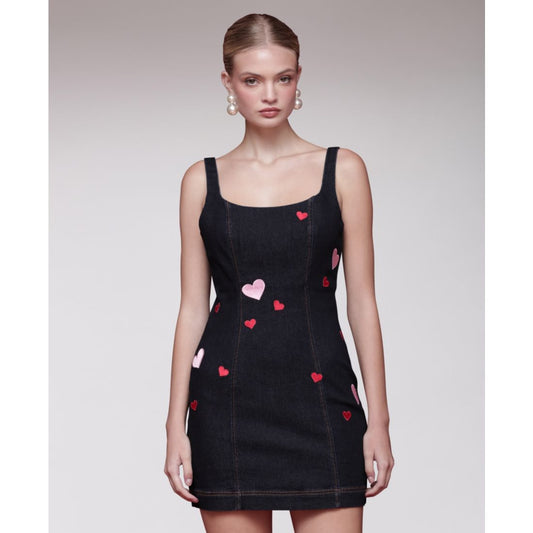 Avec Les Filles Women's Heart Patch Applique Mini Dress