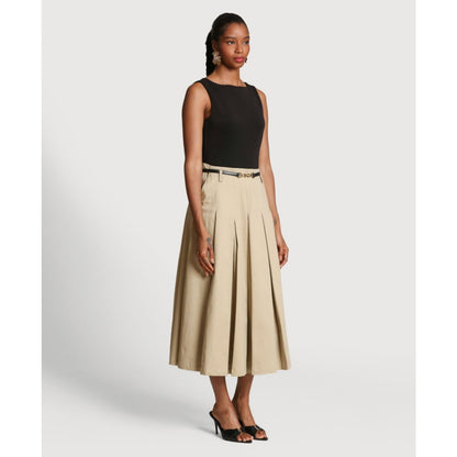 Avec Les Filles Women's Release Pleat Skirt Combo Dress