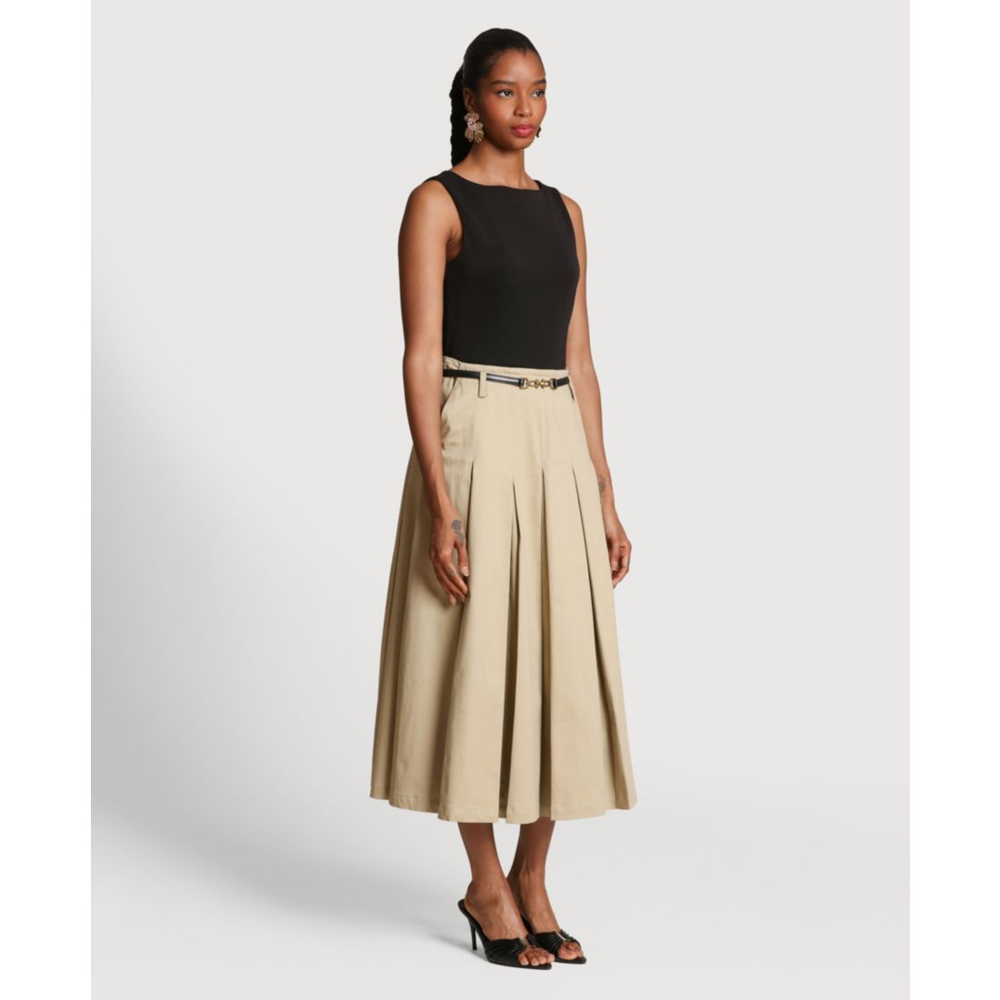 Avec Les Filles Women's Release Pleat Skirt Combo Dress