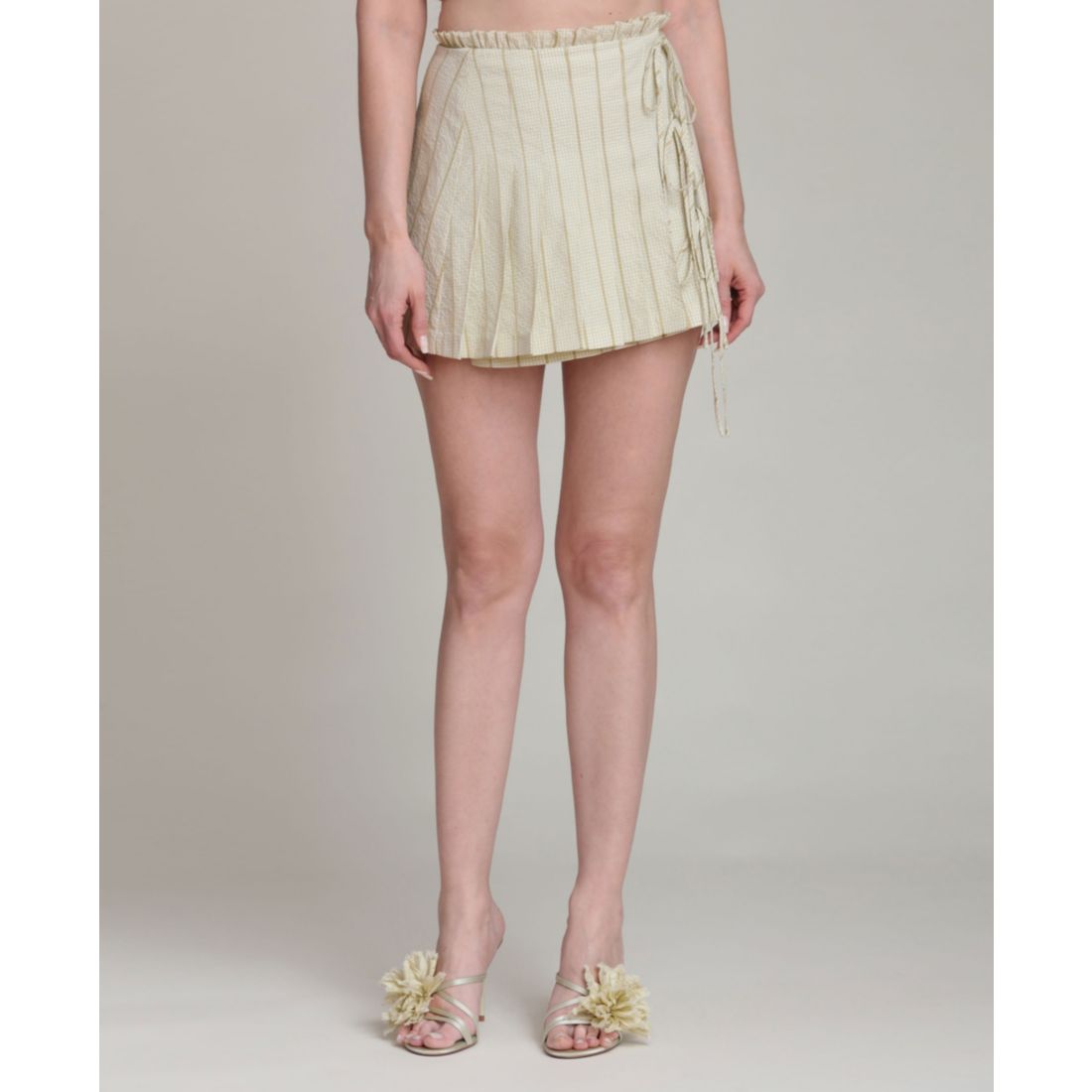 Avec Les Filles Women's Pleated Wrap Mini Skirt