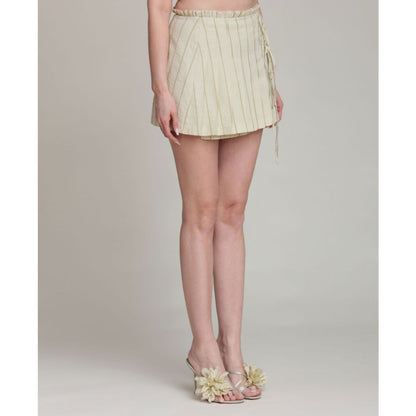 Avec Les Filles Women's Pleated Wrap Mini Skirt