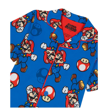 Nintendo Boys' Toddler 2T-4T Mario Party Collared Shirt and Pajama Pants, 2-Piece Set