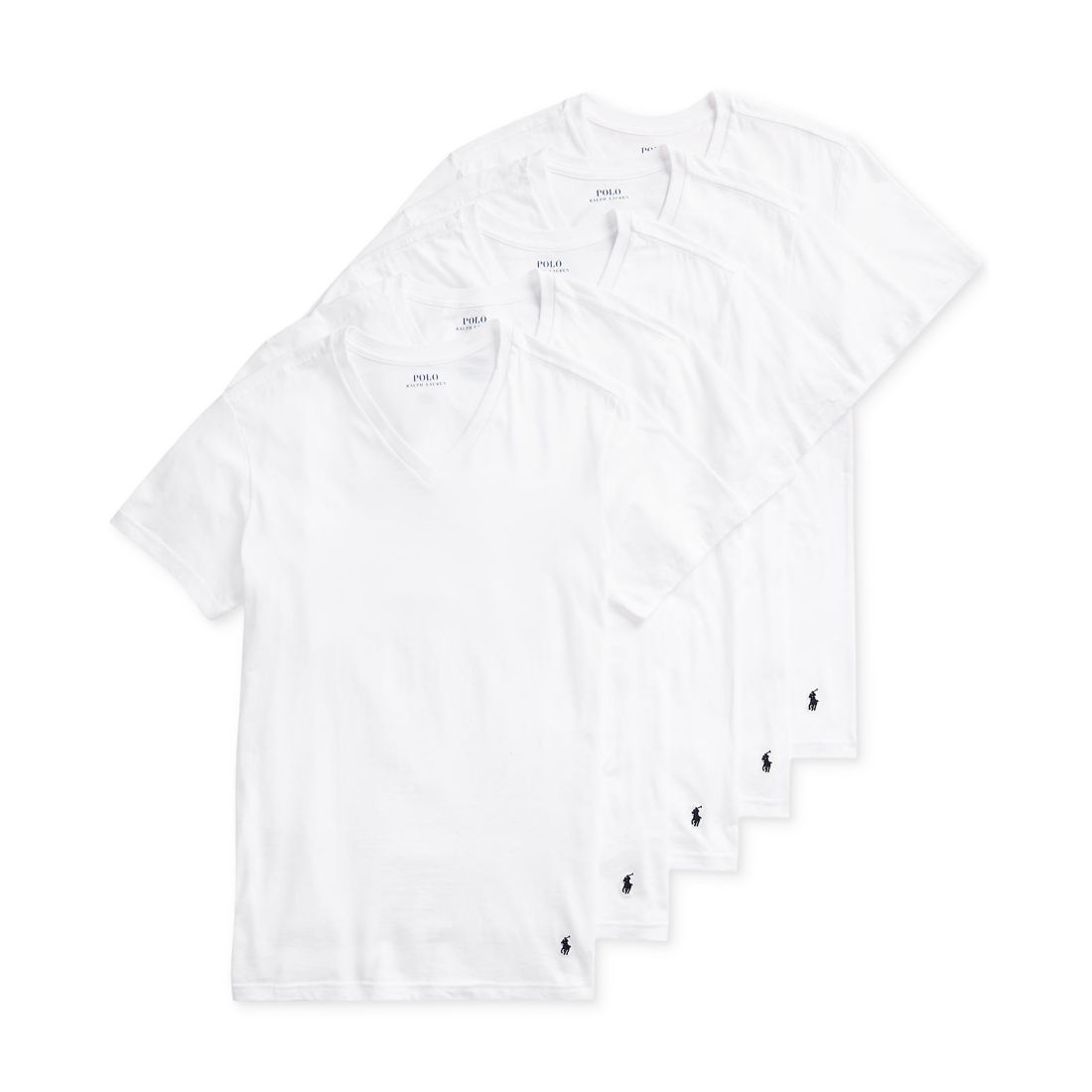 Polo Ralph Lauren Men's 5-Pack Slim Fit Classic Cotton V-Neck T-Shirts