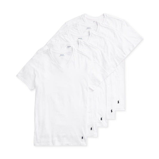 Polo Ralph Lauren Men's 5-Pack Slim Fit Classic Cotton V-Neck T-Shirts