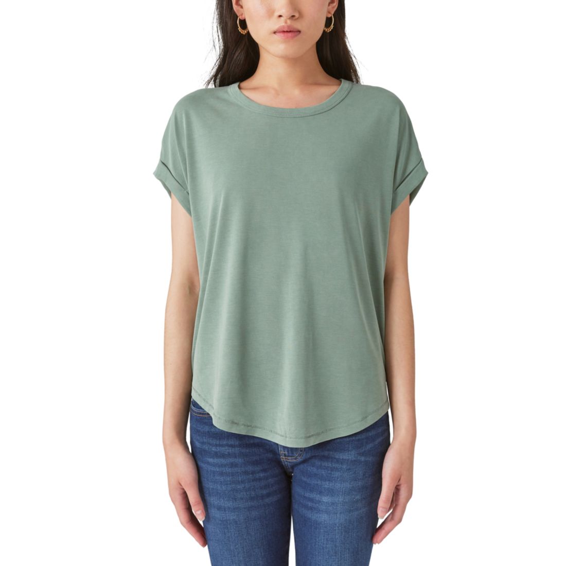 Lucky Brand Women's Short Sleeve Sandwash Dolman Tee