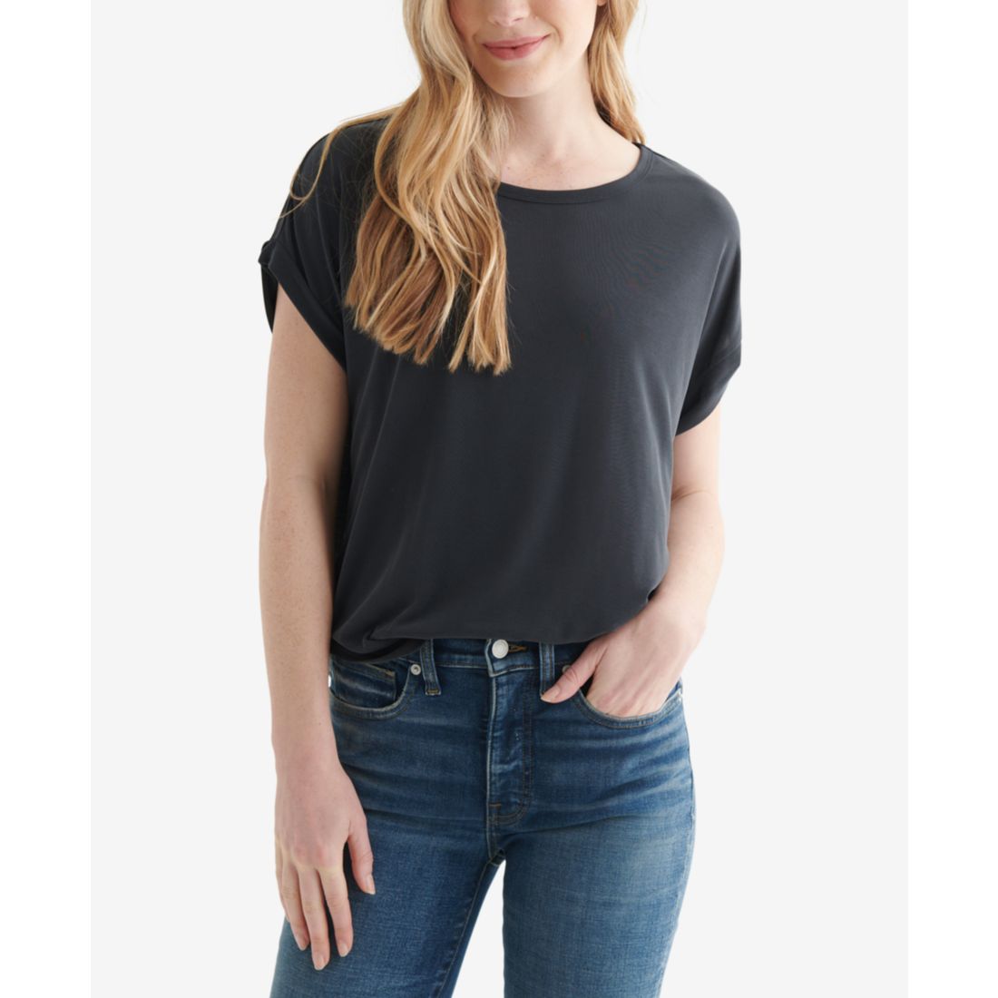 Lucky Brand Women's Short Sleeve Sandwash Dolman Tee
