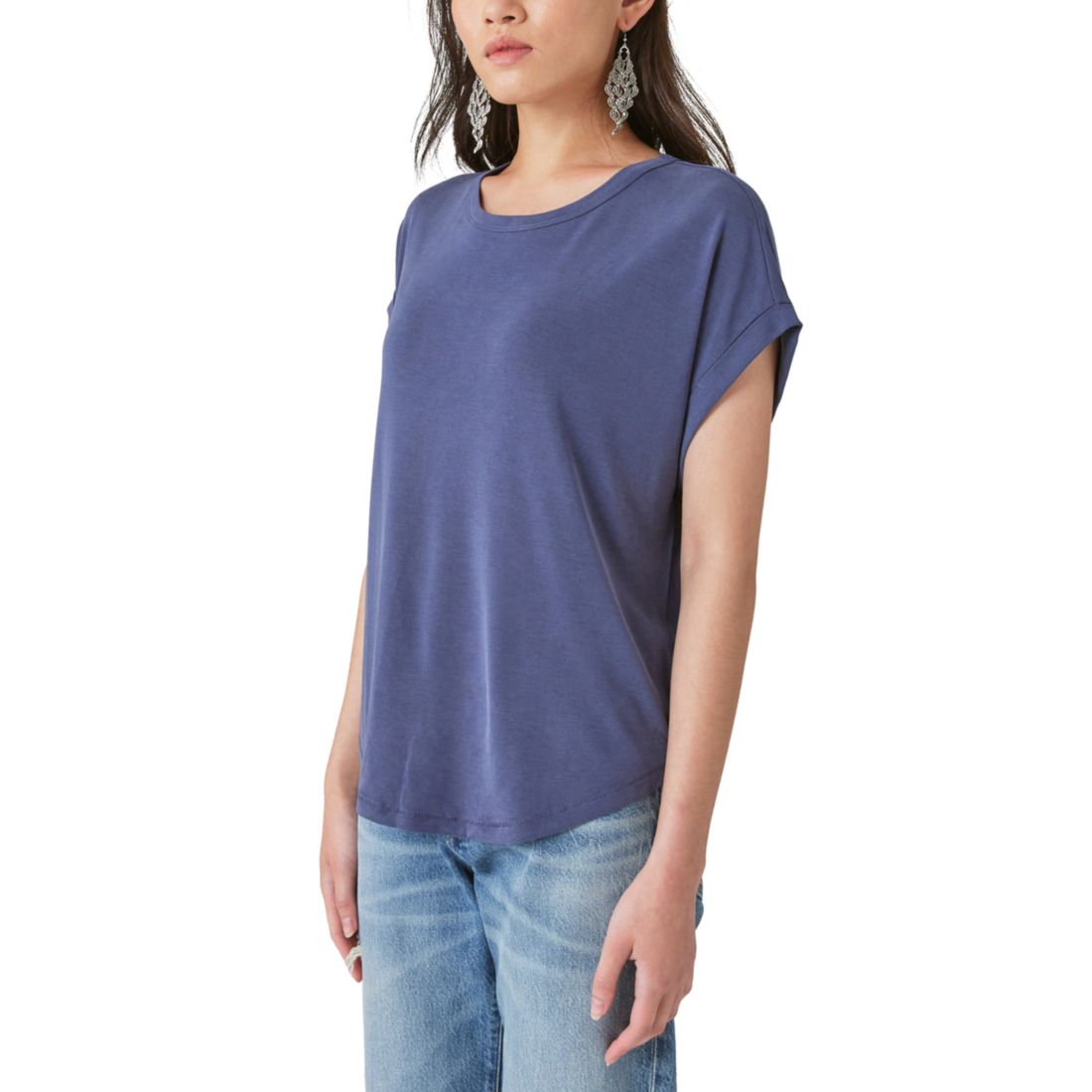 Lucky Brand Women's Short Sleeve Sandwash Dolman Tee