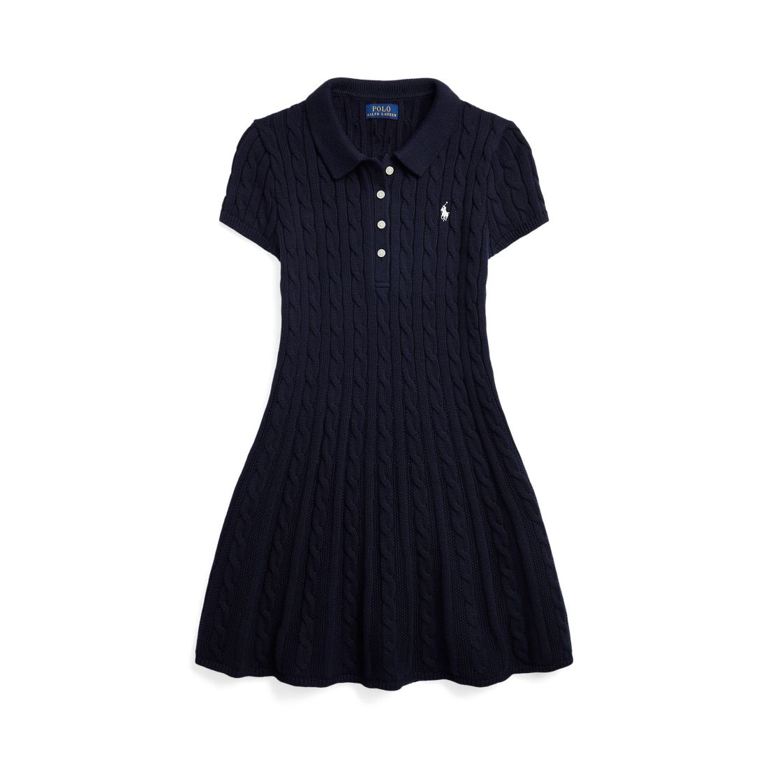 Polo Ralph Lauren Big Girls Cable-Knit Cotton Polo Sweater Dress