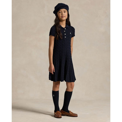 Polo Ralph Lauren Big Girls Cable-Knit Cotton Polo Sweater Dress