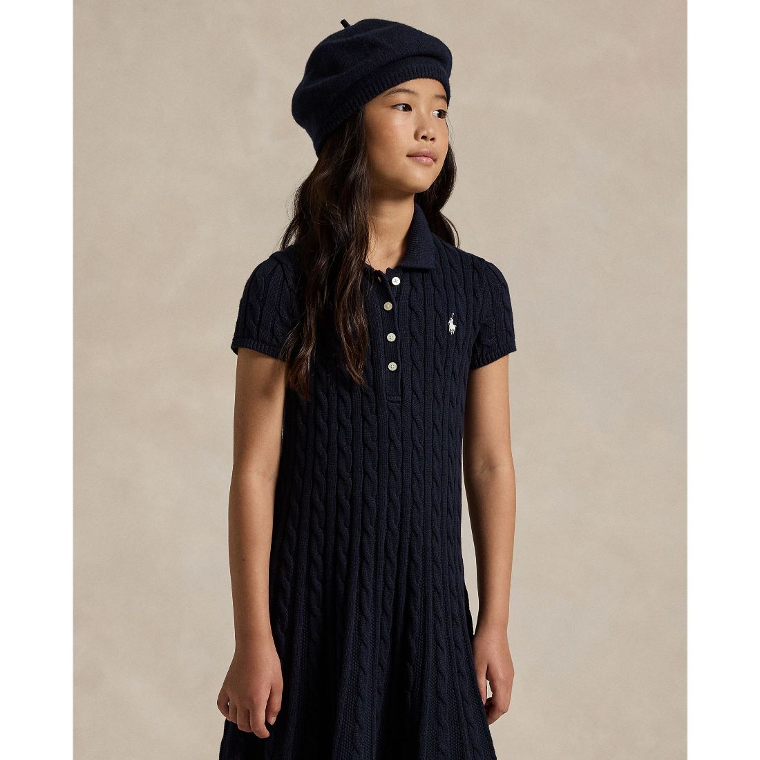 Polo Ralph Lauren Big Girls Cable-Knit Cotton Polo Sweater Dress