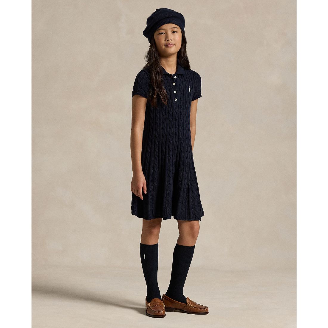 Polo Ralph Lauren Big Girls Cable-Knit Cotton Polo Sweater Dress