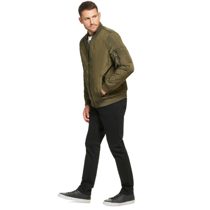 Calvin Klein Men's Quilted Baseball Jacket with Rib-Knit Trim