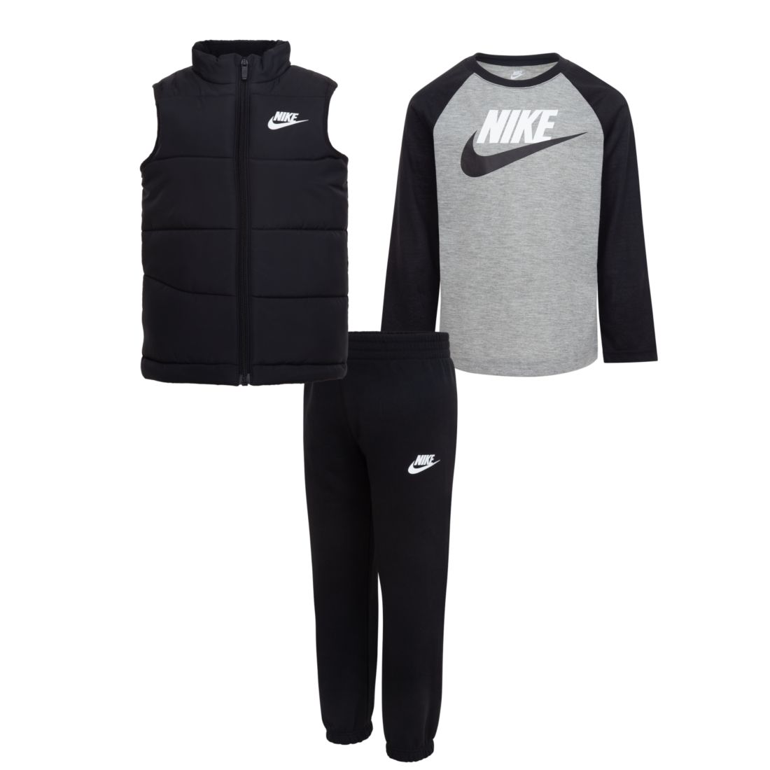 Nike Little Boys 3-Piece Solid Vest, Long Sleeve T-shirt and Pants Set