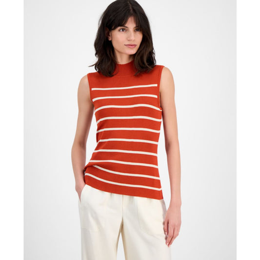 Tahari Asl Women's Striped Mock-Neck Sleeveless Sweater