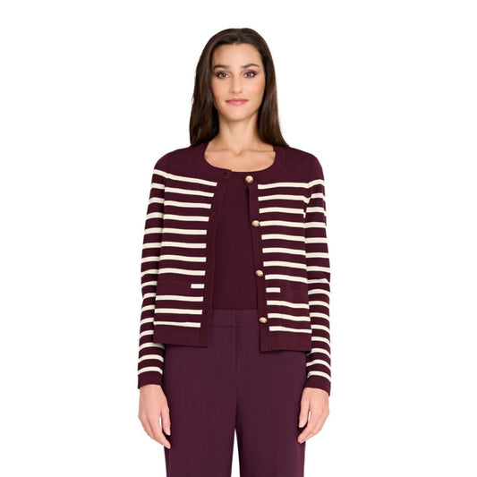 Tahari Asl Women's Long Sleeve Button Sweater