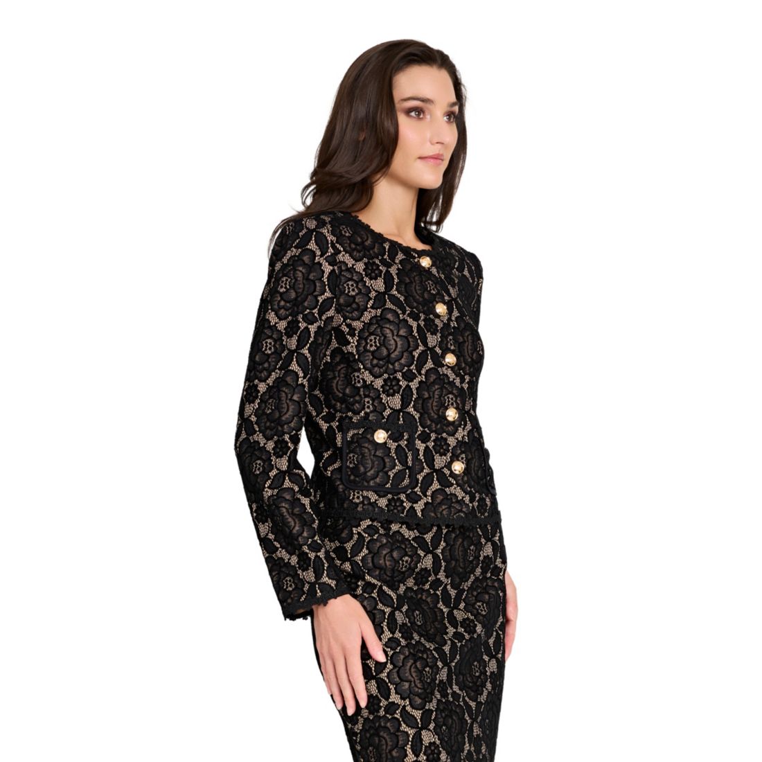 Tahari Asl Women's Bonded Lace Long-Sleeve Jacket