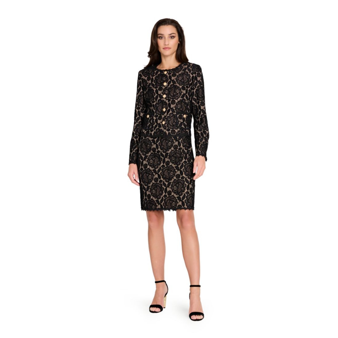 Tahari Asl Women's Bonded Lace Long-Sleeve Jacket
