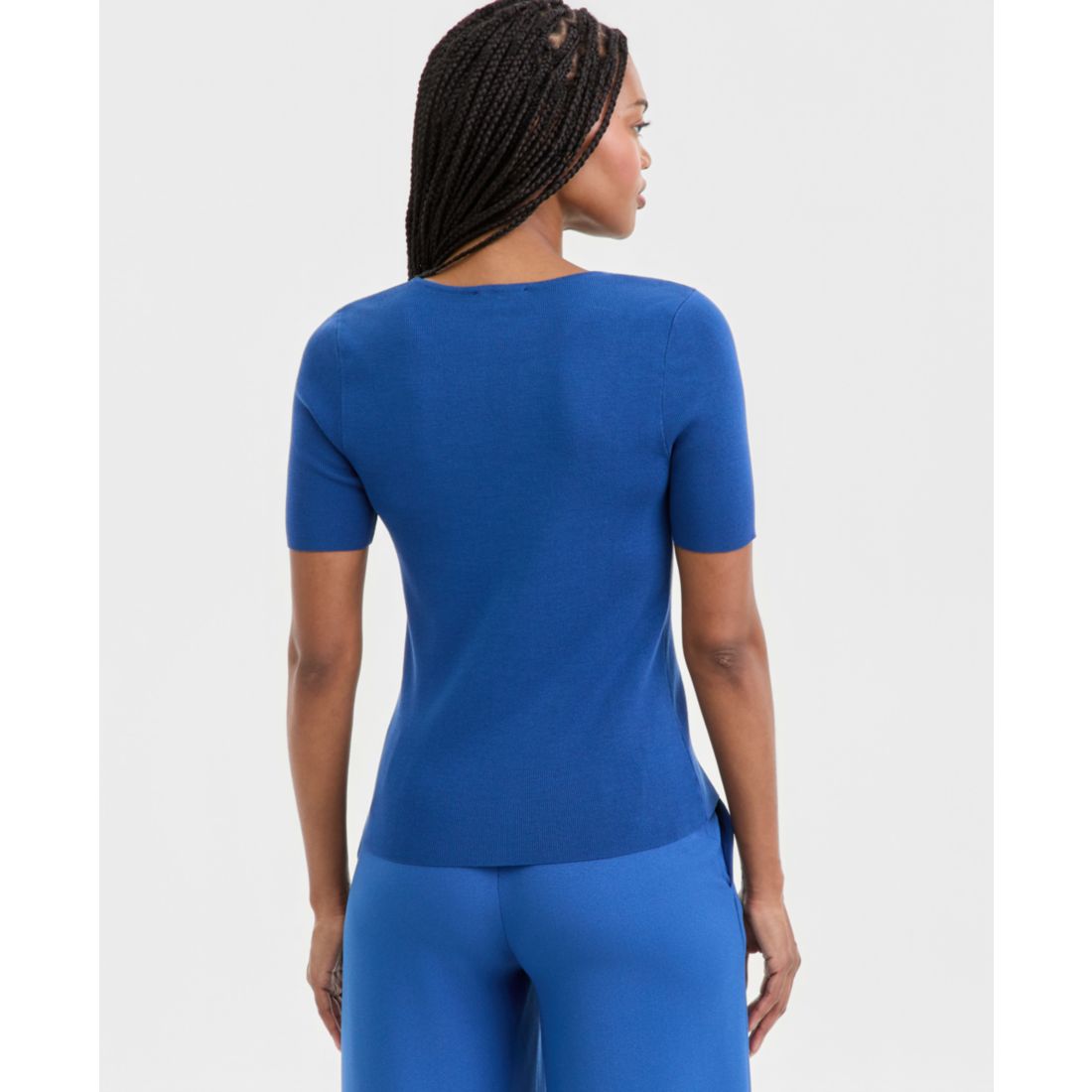 Tahari Asl Women's Fine-Rib Crewneck Sweater T-Shirt, Regular & Petite