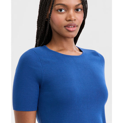 Tahari Asl Women's Fine-Rib Crewneck Sweater T-Shirt, Regular & Petite