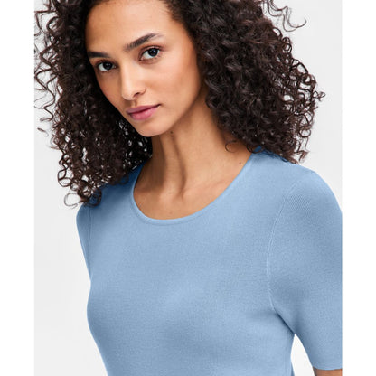 Tahari Asl Women's Fine-Rib Crewneck Sweater T-Shirt, Regular & Petite
