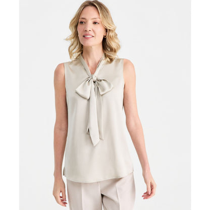 Tahari Asl Women's Tie-Neck Hammered-Satin Top