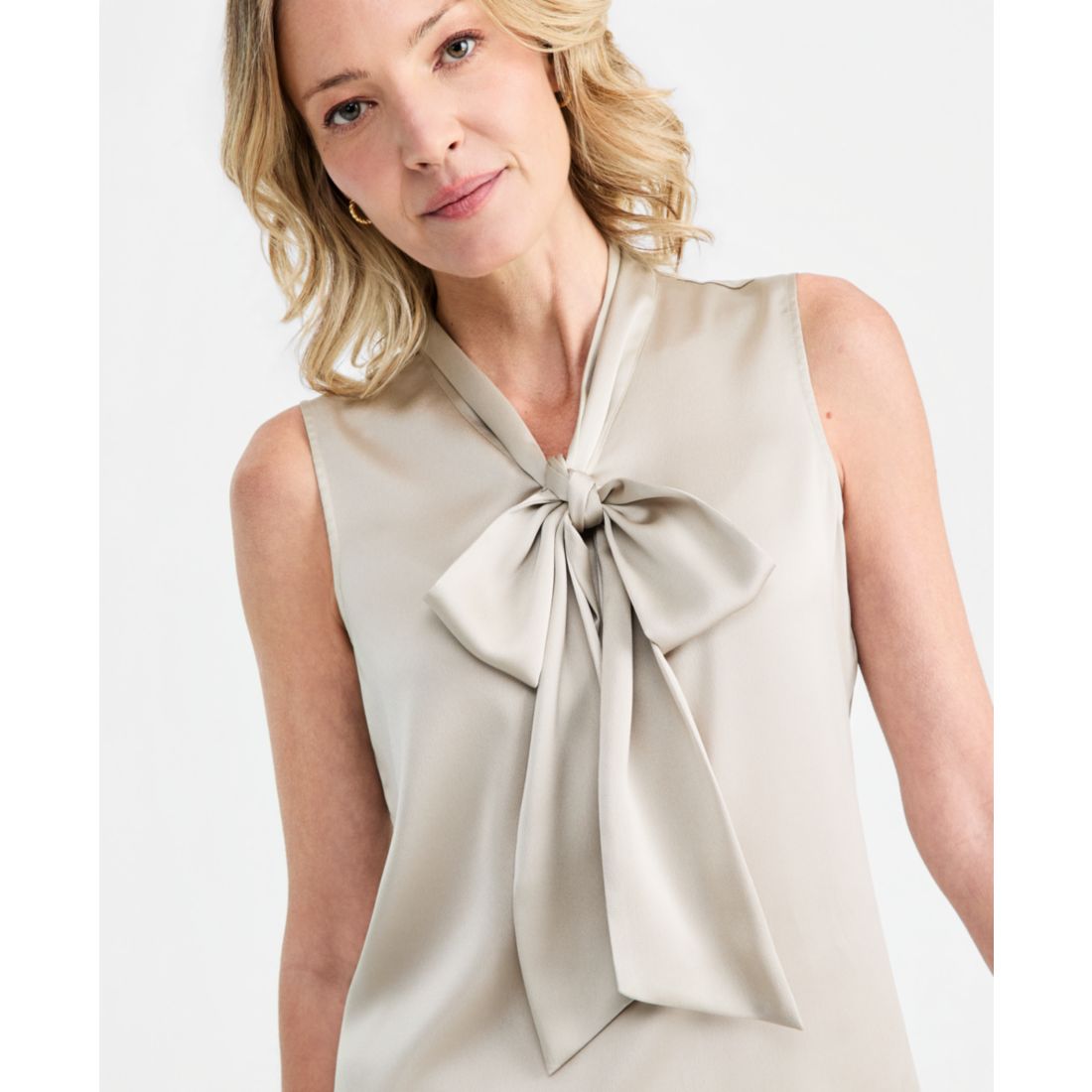 Tahari Asl Women's Tie-Neck Hammered-Satin Top