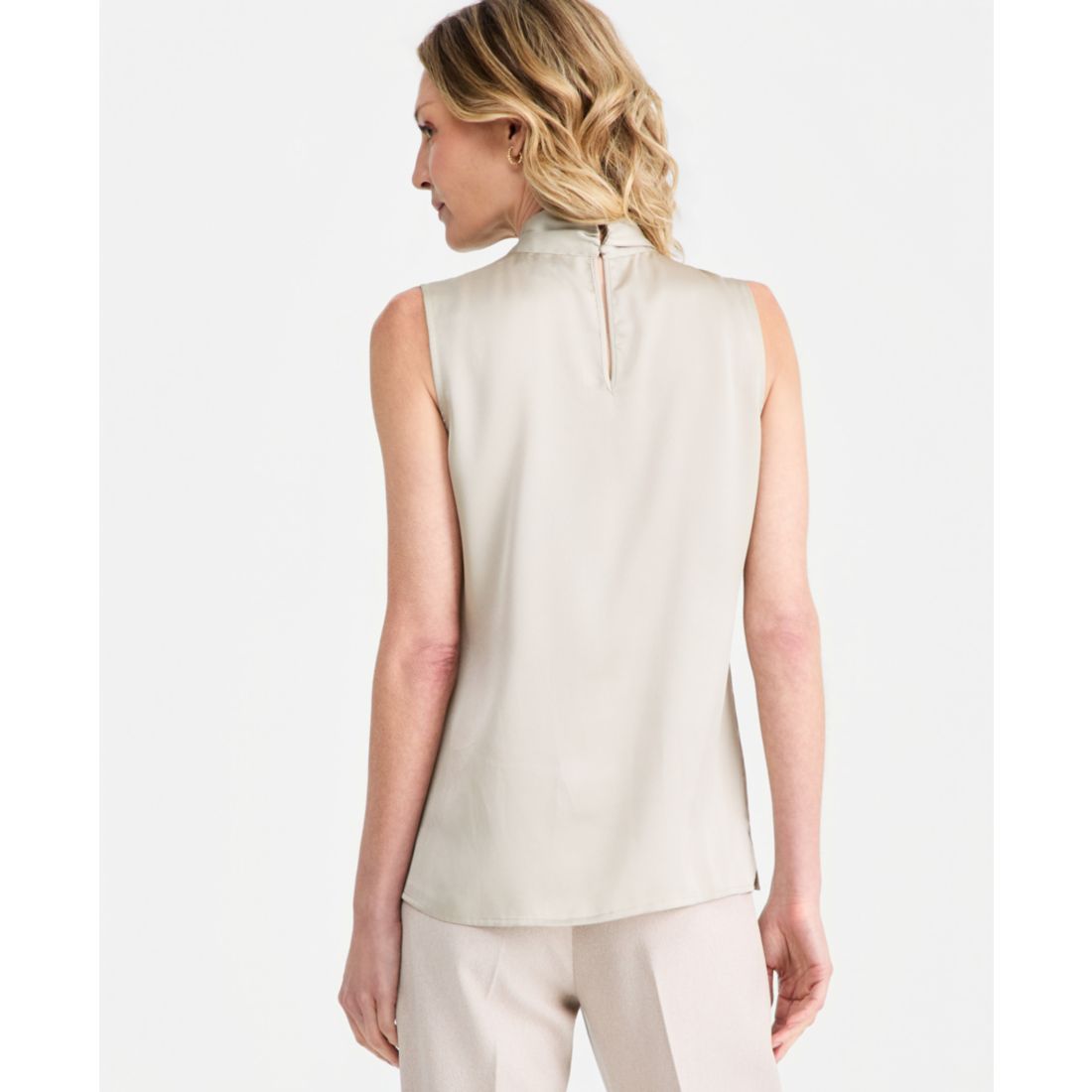 Tahari Asl Women's Tie-Neck Hammered-Satin Top