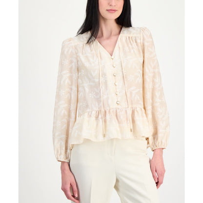 Tahari Asl Women's Long-Sleeve Peplum Blouse