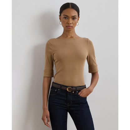 Lauren Ralph Lauren Women's Stretch Cotton Boat Neck T-Shirt