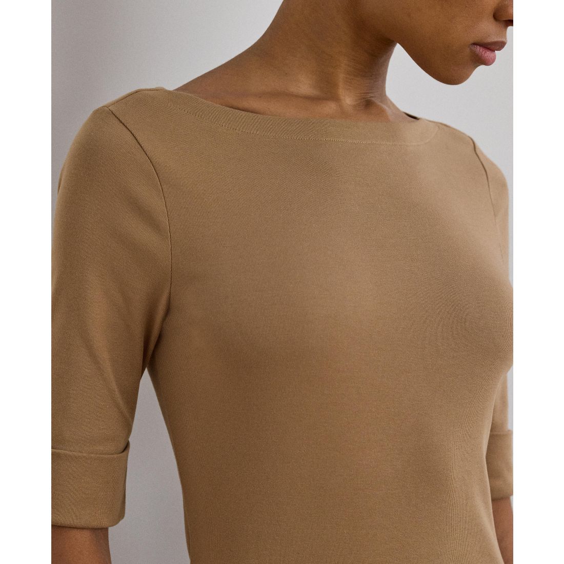 Lauren Ralph Lauren Women's Stretch Cotton Boat Neck T-Shirt