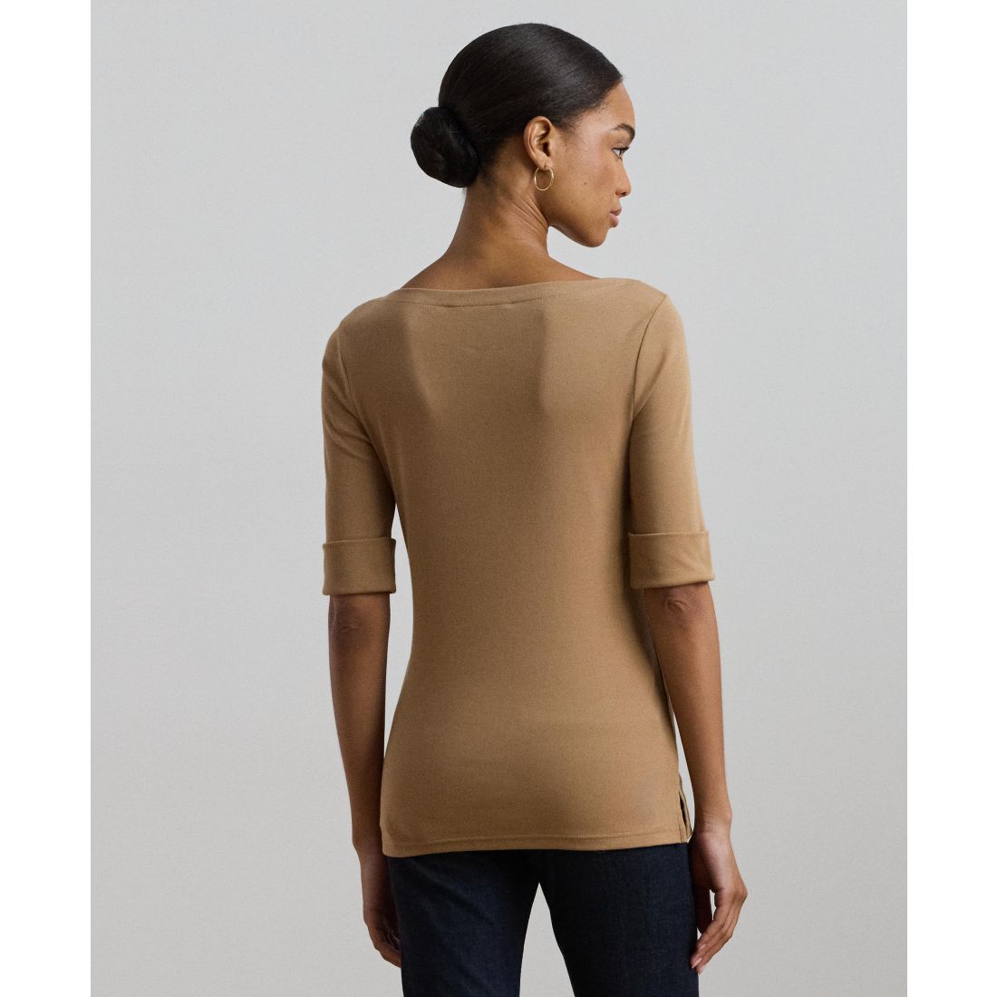 Lauren Ralph Lauren Women's Stretch Cotton Boat Neck T-Shirt
