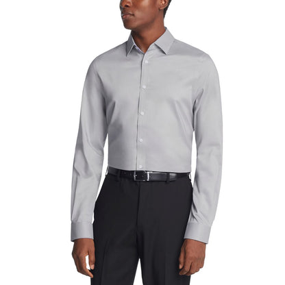 Michael Kors Men's Airsoft Slim Fit Untucked Length Wrinkle Free Stretch Dress Shirt