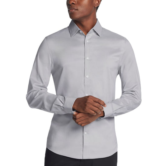 Michael Kors Men's Airsoft Slim Fit Untucked Length Wrinkle Free Stretch Dress Shirt