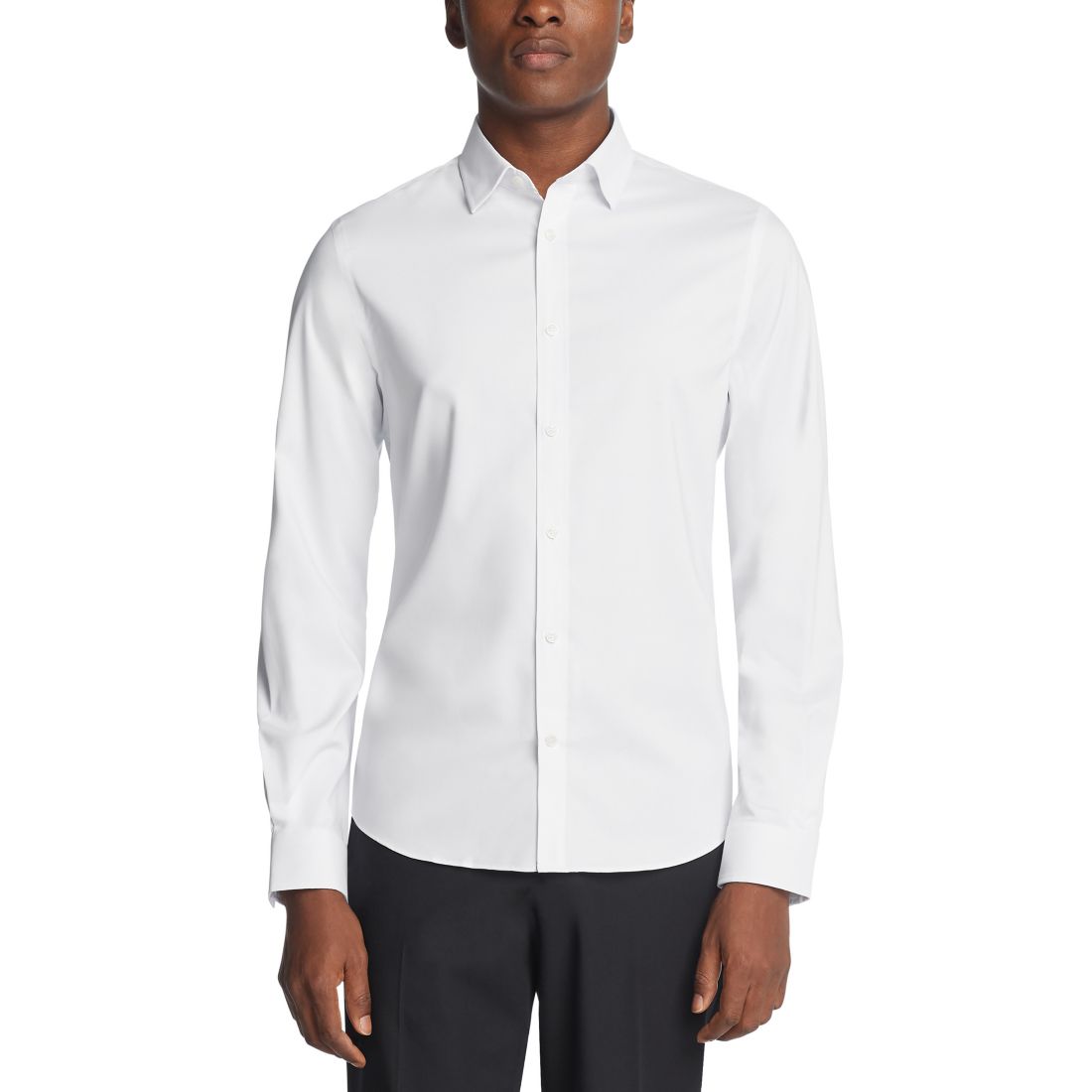 Michael Kors Men's Airsoft Slim Fit Untucked Length Wrinkle Free Stretch Dress Shirt