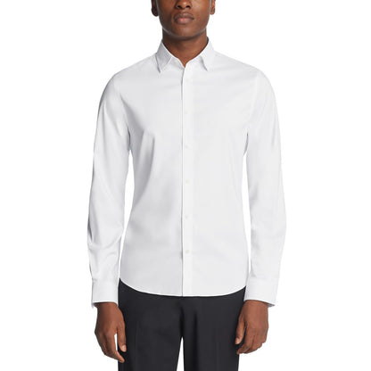 Michael Kors Men's Airsoft Slim Fit Untucked Length Wrinkle Free Stretch Dress Shirt