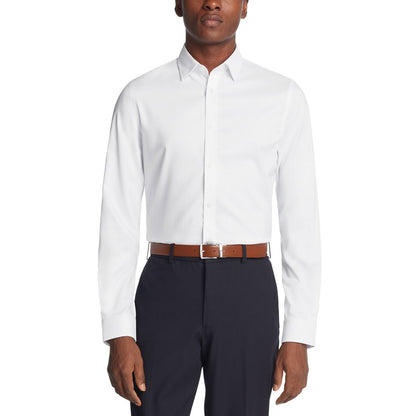 Michael Kors Men's Airsoft Slim Fit Untucked Length Wrinkle Free Stretch Dress Shirt